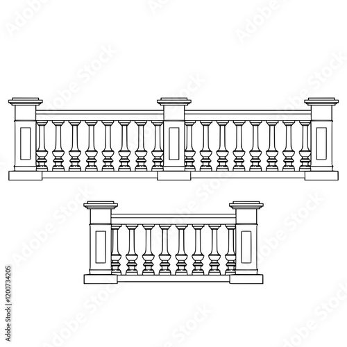 2D Concrete Balustrade vector