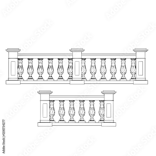 2D Concrete Balustrade vector