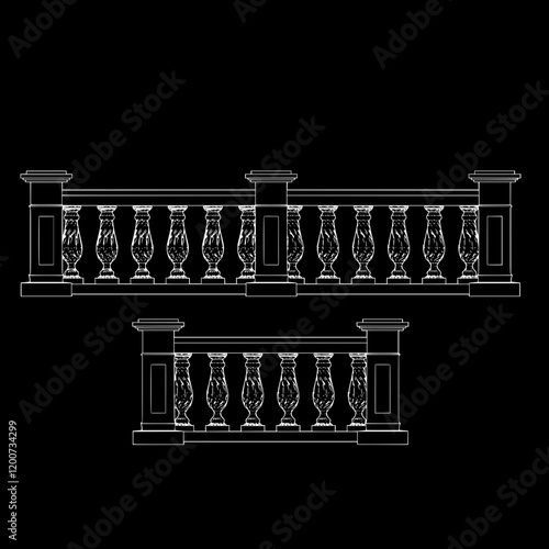 2D Concrete Balustrade vector