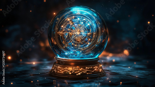 Wallpaper Mural A crystal ball with glowing star charts, planetary diagrams, and astrology symbols swirling inside, offering glimpses of destiny Torontodigital.ca