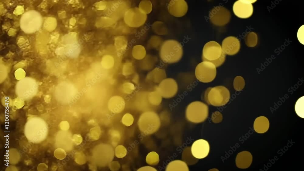 Golden bokeh lights burst, dark background, celebration, design Golden bokeh lights burst, dark background, celebration, design