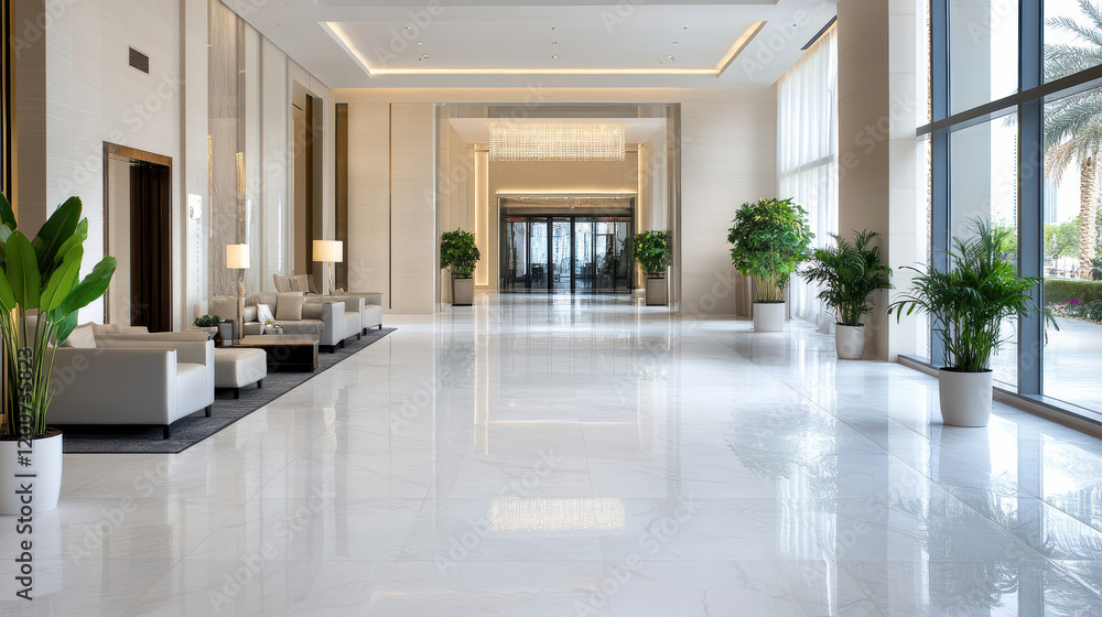 Luxurious hotel lobby with opulent decor and elegant furnishings Luxurious hotel lobby with opulent decor and elegant furnishings