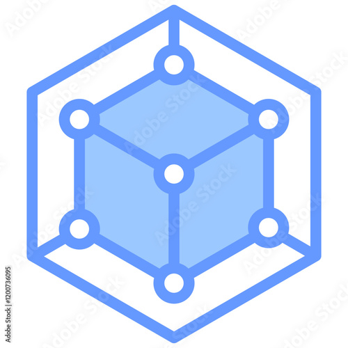 3D Modeling Blue Icon