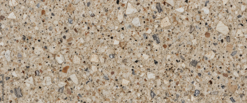 Textured surface of beige and gray stone aggregate material. Textured surface of beige and gray stone aggregate material.