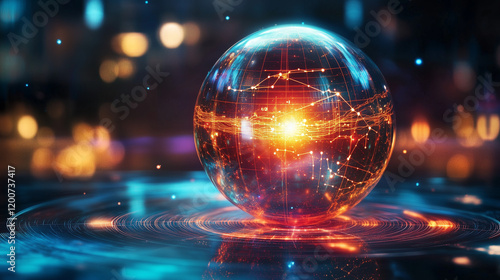 A crystal ball with glowing star charts, planetary diagrams, and astrology symbols swirling inside, offering glimpses of destiny