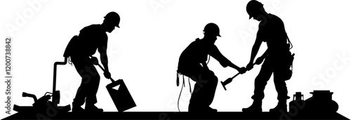 construction workers silhouette