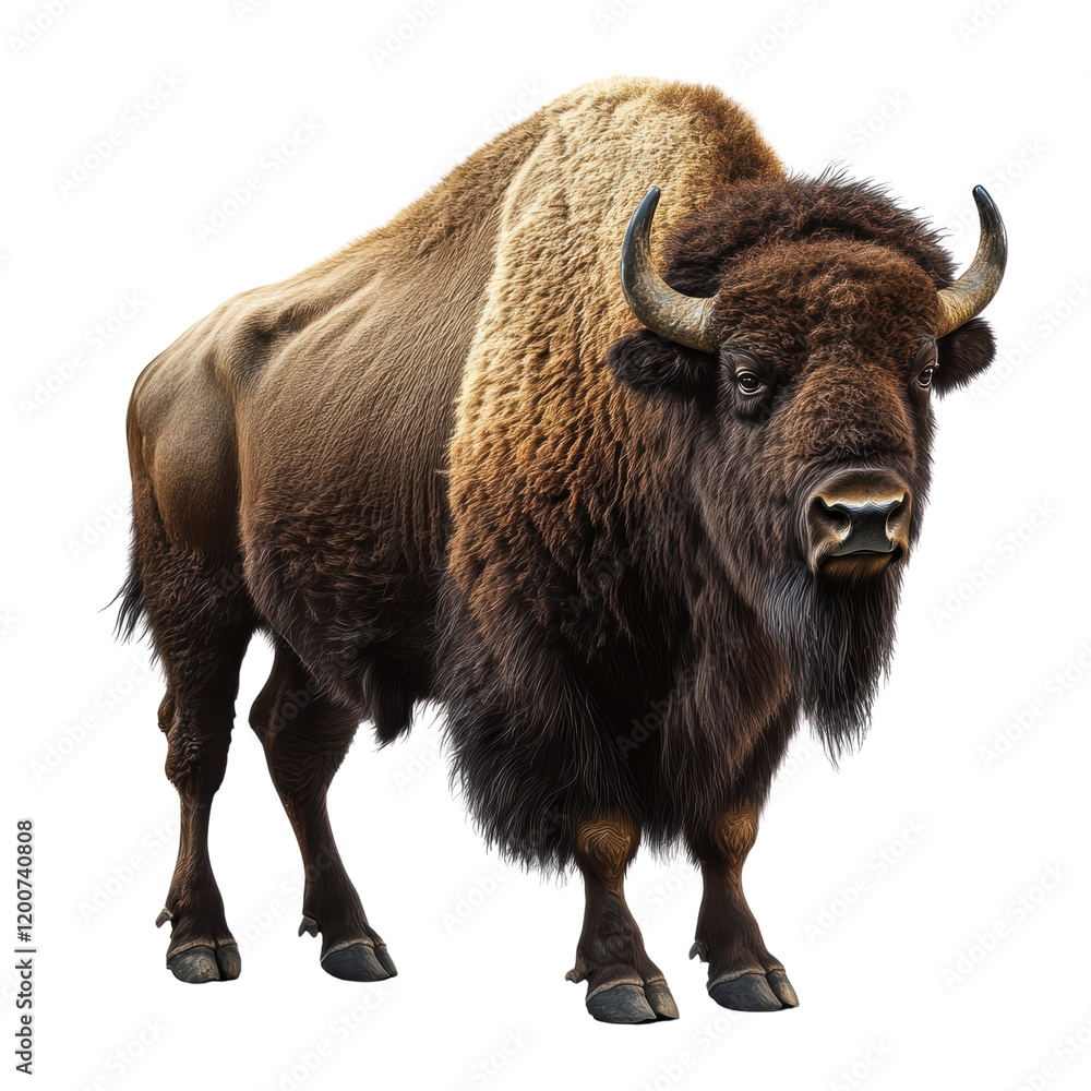 Majestic American Bison in Stunning Detail on a white background. Majestic American Bison in Stunning Detail on a white background.