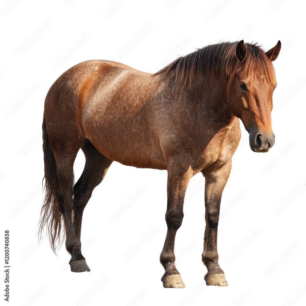 Fototapeta premium Majestic Brown Horse on Black Background on a white background.