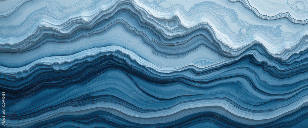 Abstract blue wave patterns resembling layered ocean waves.