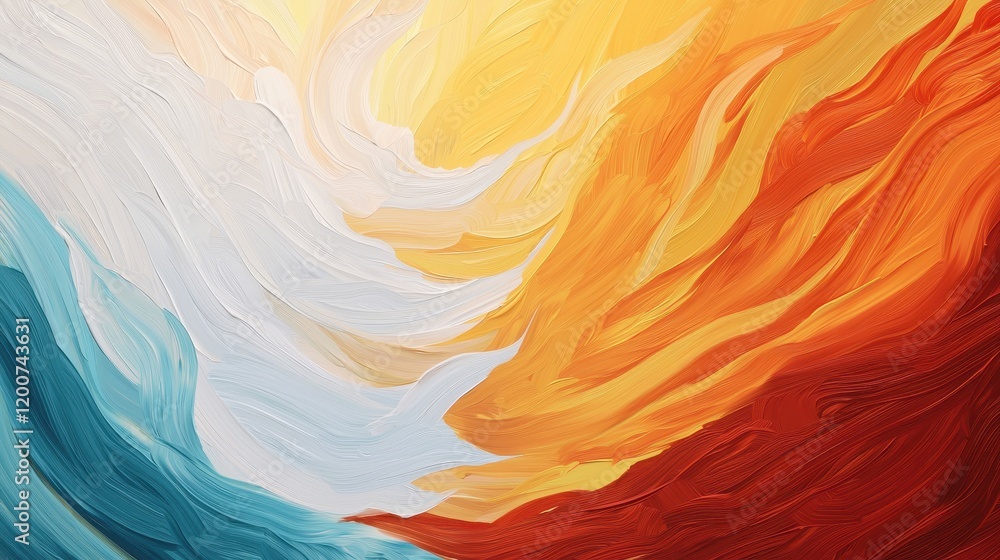 Vibrant Energetic Flames Abstract Painting with Dynamic Brush Strokes in Yellow, Orange, Red, and Blue Tones Vibrant Energetic Flames Abstract Painting with Dynamic Brush Strokes in Yellow, Orange, Red, and Blue Tones