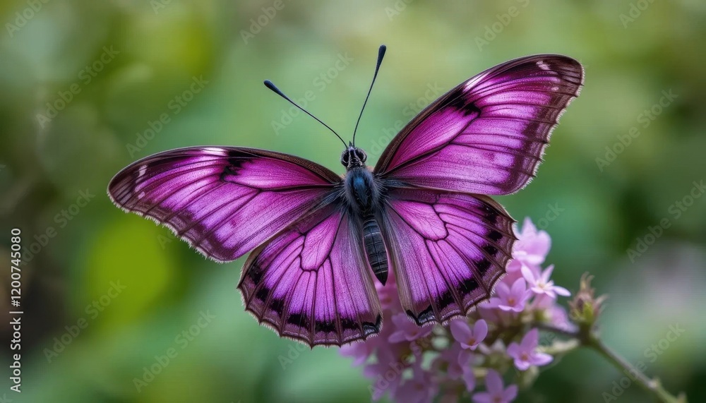 Majestic Purple Butterfly on Blooming Flowers Majestic Purple Butterfly on Blooming Flowers