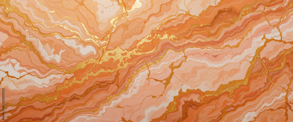 Obraz premium Abstract orange and gold marble texture for design purposes.