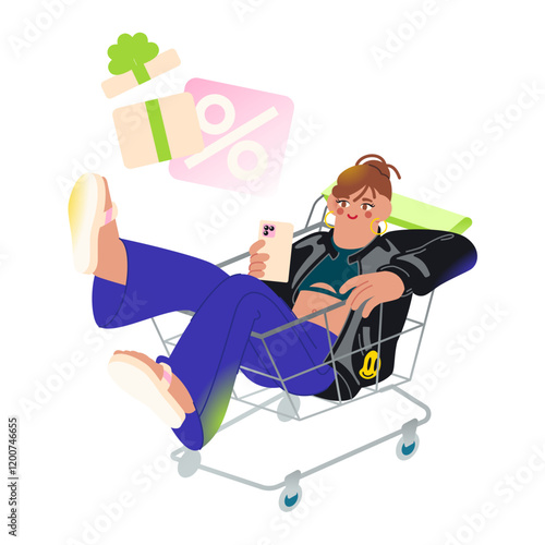 Shopping, woman using shopping app 