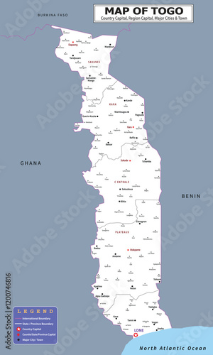 African Countries Geography Political map. Political map of country with capital, province or state capital, major cities and town.