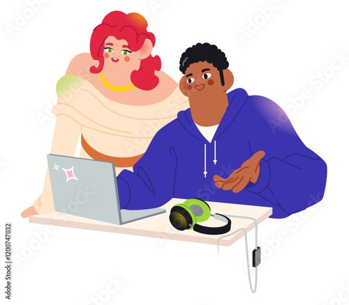 Colleagues having a work discussion 