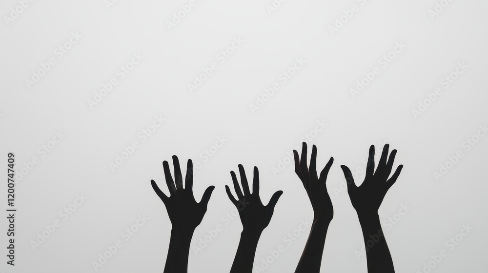 Mysterious Silhouettes of Hands Gesturing Against a Light Background in Various Positions and Expressions Mysterious Silhouettes of Hands Gesturing Against a Light Background in Various Positions and Expressions