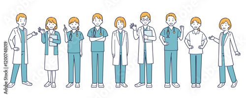 医師と看護師の全身イラスト＿セット