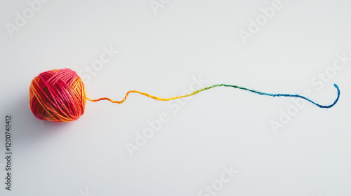 A clean, white background with a single, colorful thread, weaving together.