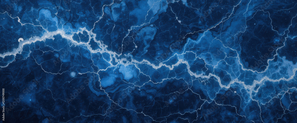Naklejka premium Abstract blue lightning-like pattern with a textured background.
