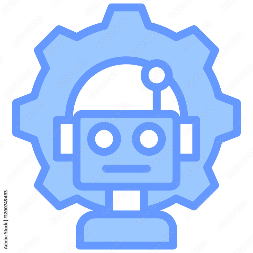 Fototapeta premium Robotic Manager Blue Icon