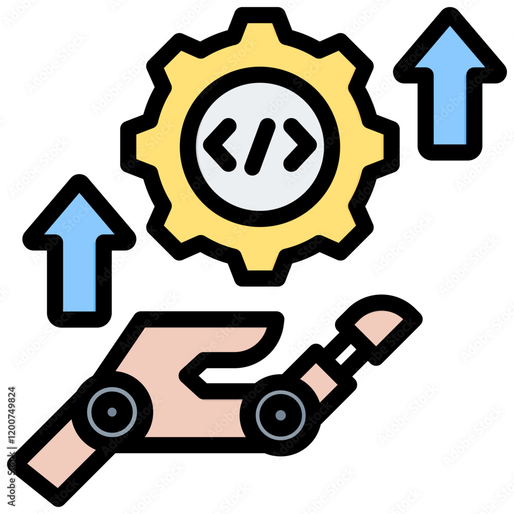 Robotic Upgrade Outline Color Icon Robotic Upgrade Outline Color Icon