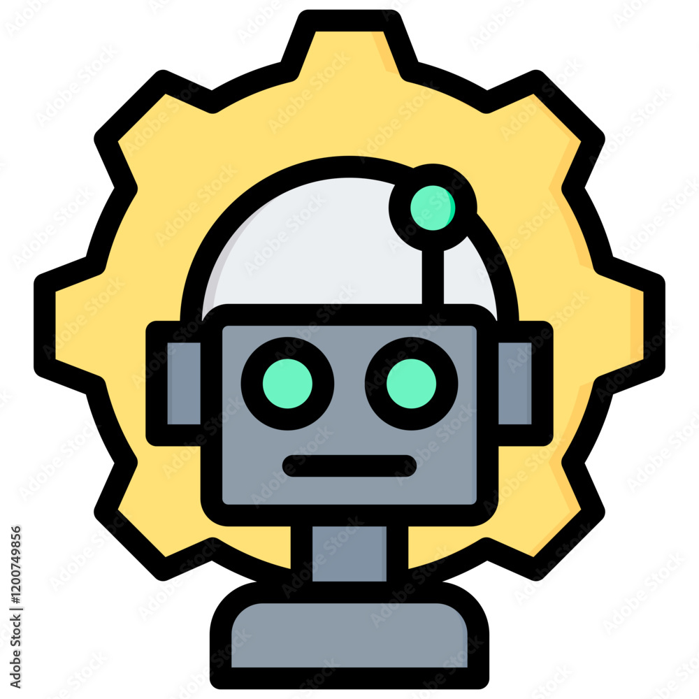 Fototapeta premium Robotic Manager Outline Color Icon
