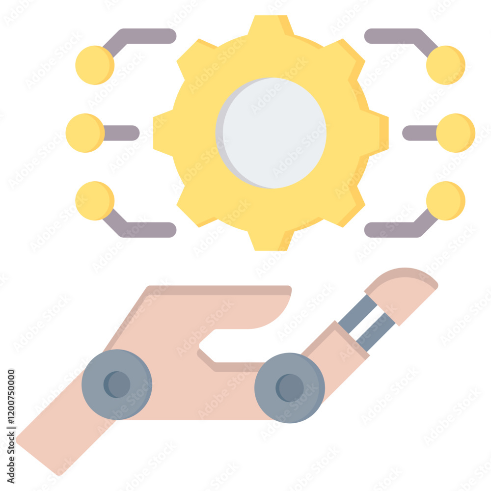 Robot Integration Flat Icon Robot Integration Flat Icon