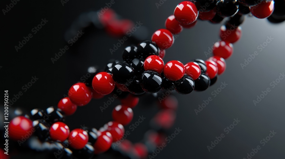 Abstract 3D rendering of a red and black DNA double helix. Abstract 3D rendering of a red and black DNA double helix.