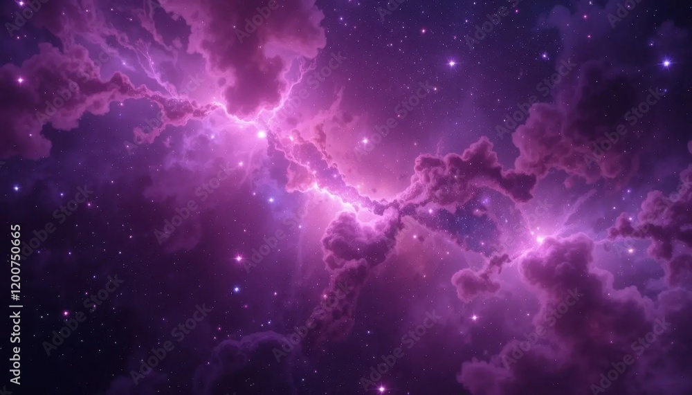 Fototapeta premium Purple Nebula in Deep Space: A Cosmic Wonder