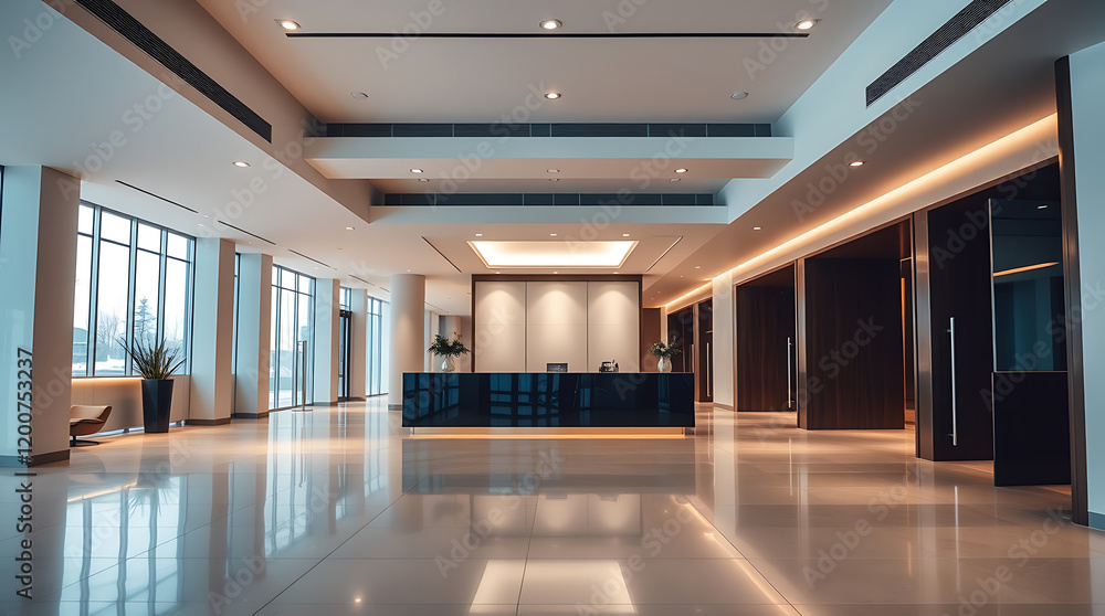 Obraz premium Modern Office Lobby Interior: A Luxurious and Elegant Workspace Design