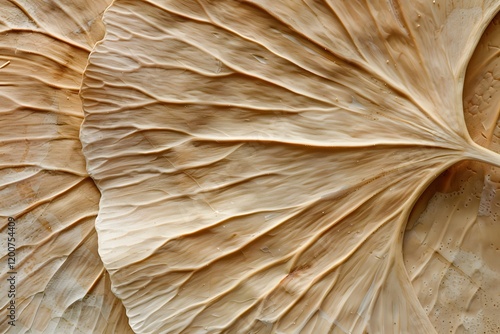 Close-up of a textured, natural leaf showcasing intricate patterns and details.