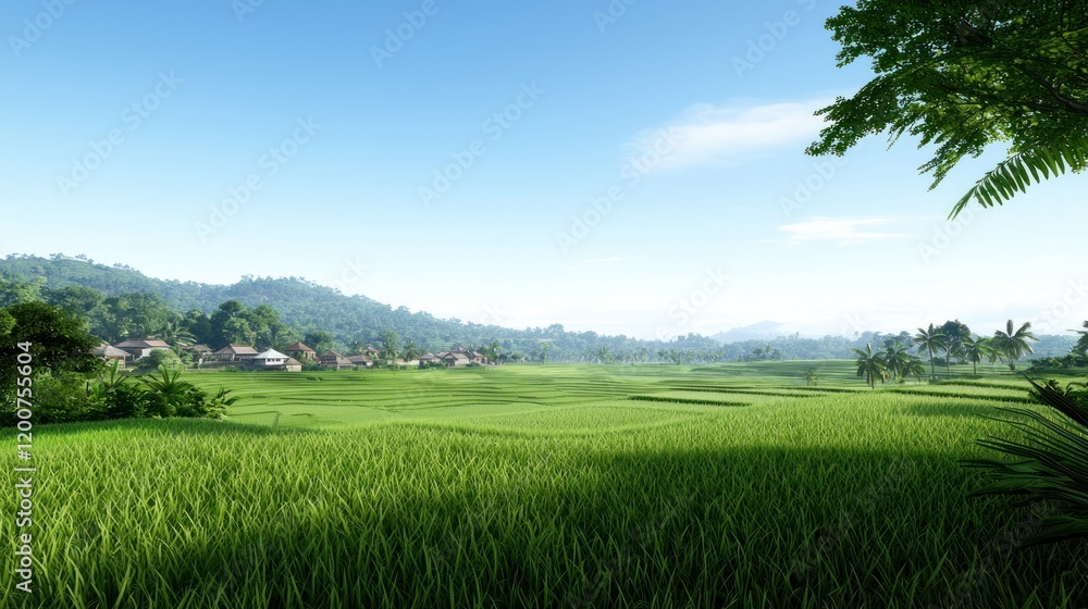 Obraz premium Tranquil Rice Paddy Landscape