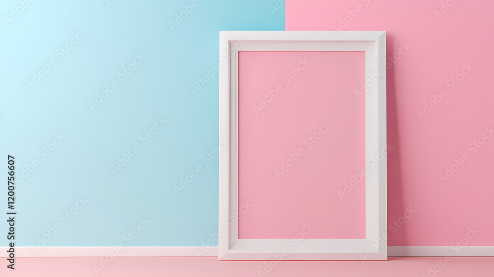 Fototapeta premium Fresh pink and blue modern frame