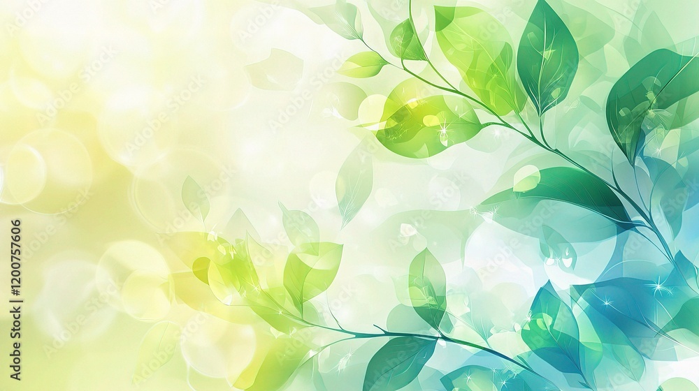 Sun-Kissed Leaves: Delicate green leaves dance in a whimsical watercolor wash of light and airy colors, capturing the essence of spring's vibrant rebirth. Sun-Kissed Leaves: Delicate green leaves dance in a whimsical watercolor wash of light and airy colors, capturing the essence of spring's vibrant rebirth.