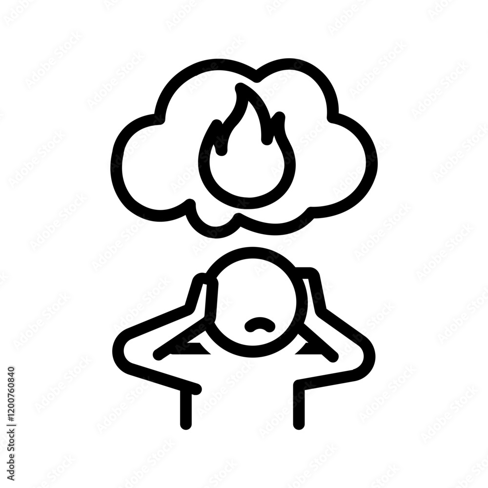 Naklejka premium Vector black line icon for Ptsd