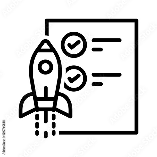 Vector black line icon for Project launch
