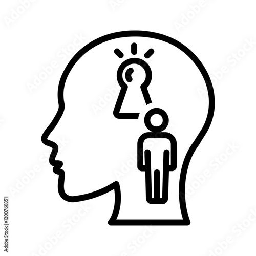 Vector black line icon for Self observation