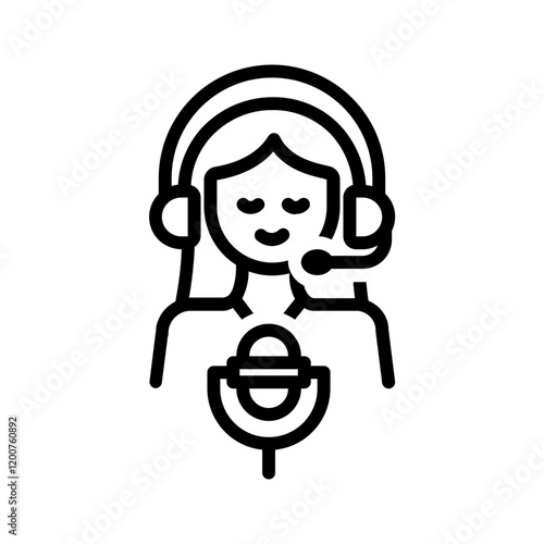 Vector black line icon for Voice casting