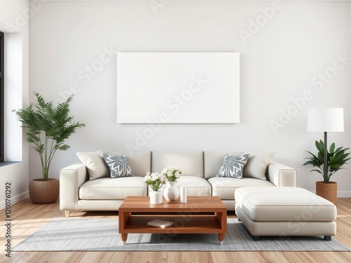 Spacious living room with a canvas wall art mockup  home  canvas  living room