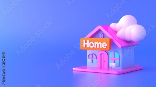 Wallpaper Mural Colorful home model illustration digital art creative design vibrant background 3d view concept of home Torontodigital.ca