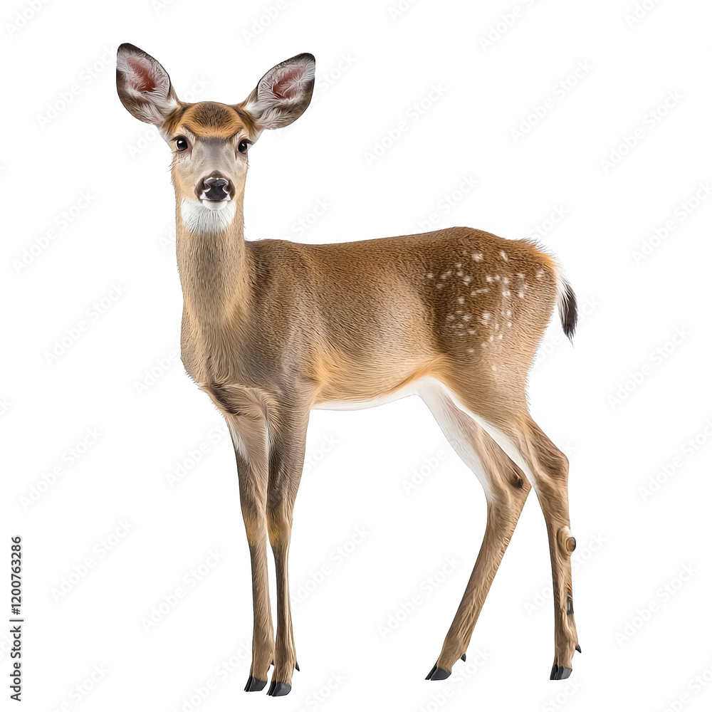 Fototapeta premium Deer observing in nature wildlife photography forest setting close-up view captivating animal behavior