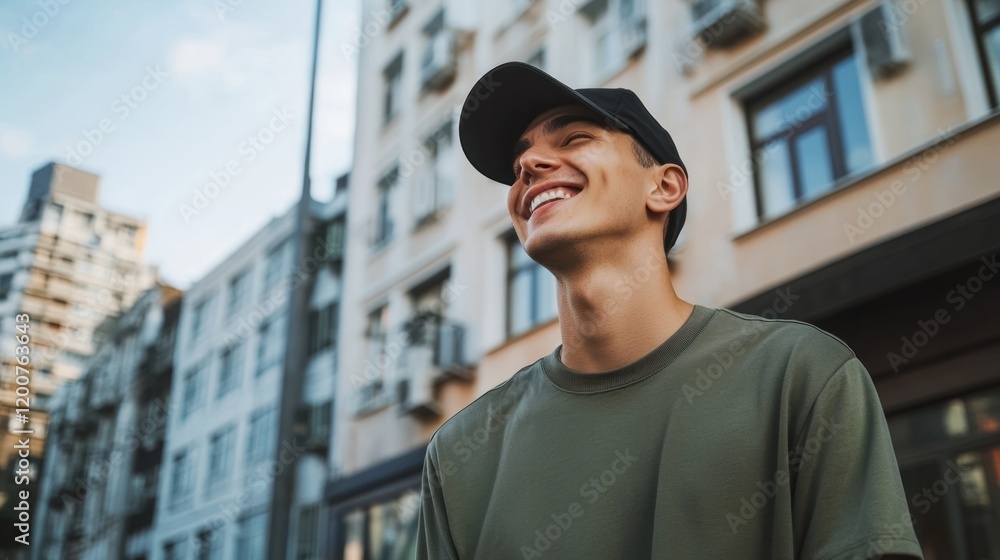 Joyful Young Man in Urban Setting Joyful Young Man in Urban Setting