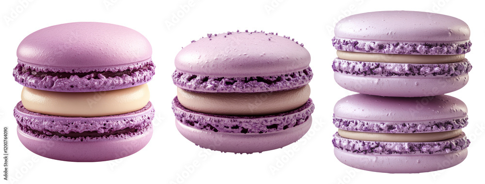 Purple Macarons Isolated on Transparent Background for Food Design Purple Macarons Isolated on Transparent Background for Food Design