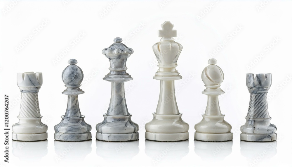 Elegant marble chess pieces in grayscale. Elegant marble chess pieces in grayscale.