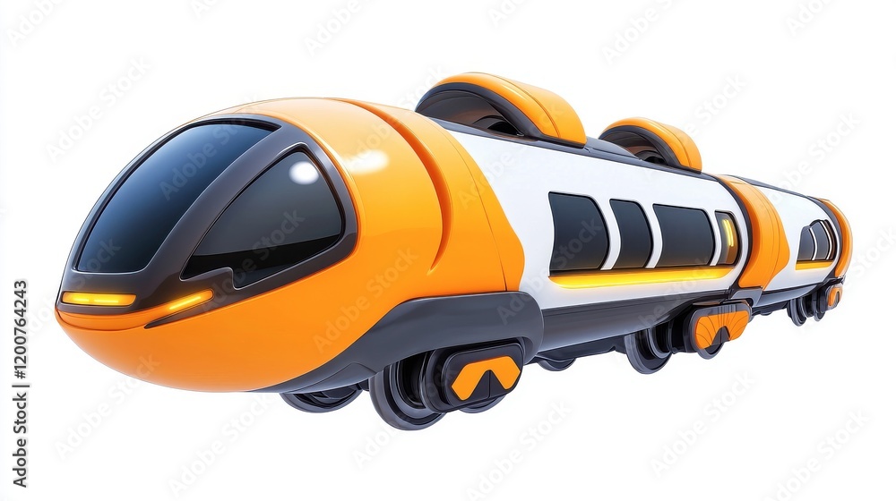 Futuristic Orange Train Concept with Sleek Design and Streamlined Shape Futuristic Orange Train Concept with Sleek Design and Streamlined Shape