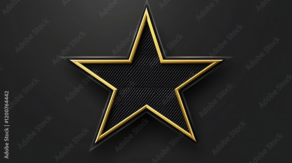 Fototapeta premium A Black Star with a Golden Outline on Dark Background