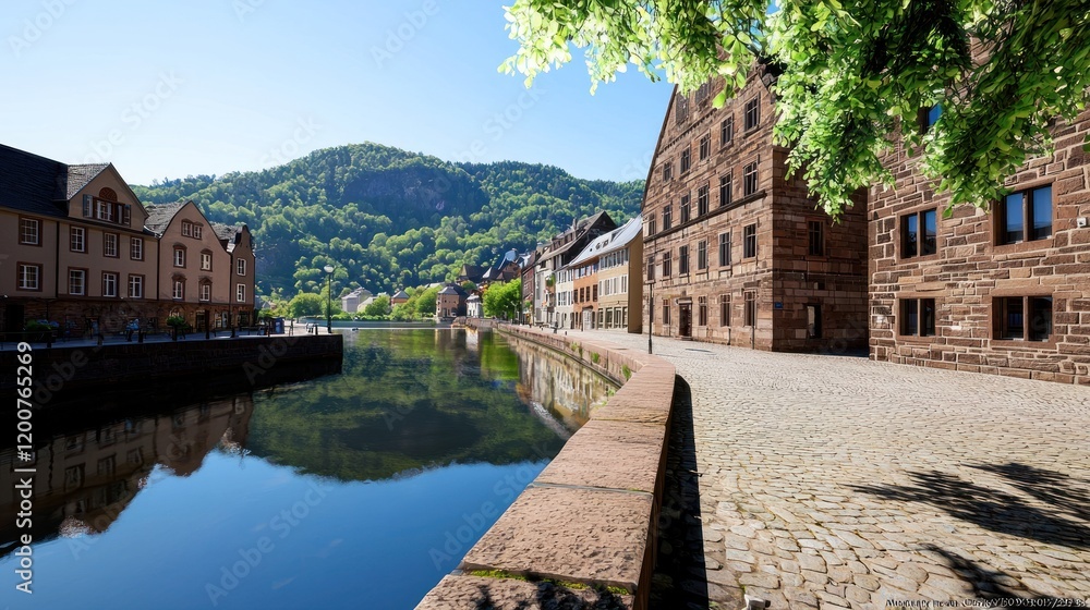 Fototapeta premium Picturesque Riverfront Village