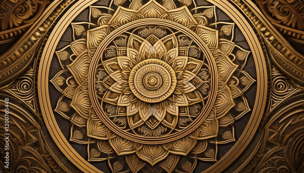 Obraz premium Intricate Golden Mandala Design