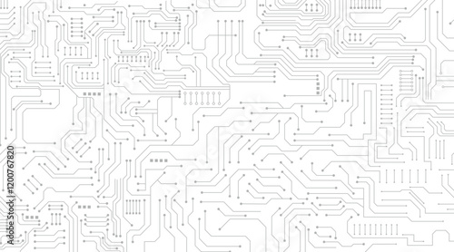 Technology background with hi-tech digital data connection system and computer electronic design. Electronic circuit on white background