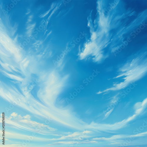 Clear Blue Sky with Wispy Clouds